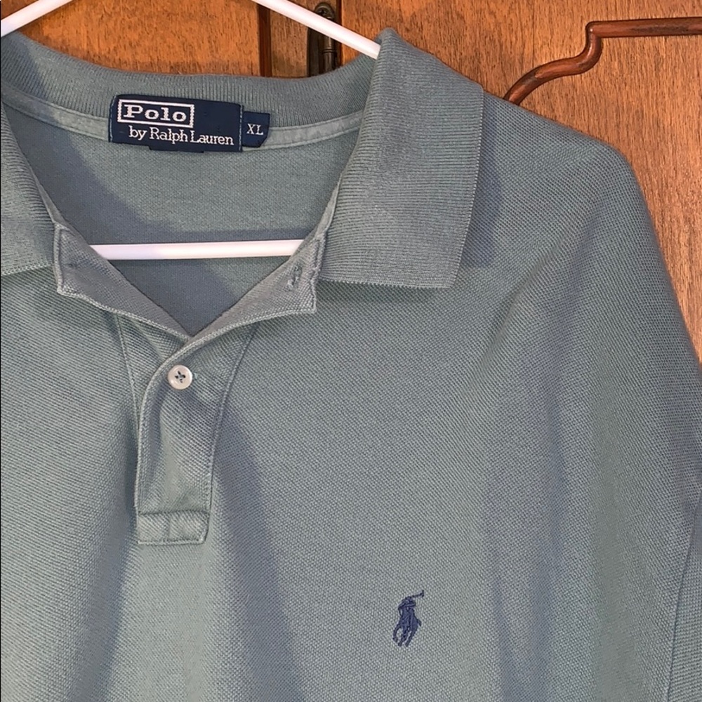 Polo by Ralph Lauren Men's Sage Green Polo Shirt with Navy Pony
